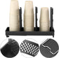 Paper Cup Holder - Paper Cup and Lid Organizer - Upright Holder with Three Compartments for Disposable Cups - Holds 100 Cups or 150 Lids - Steel Stand - Ideal for Kitchens, Offices, and Cafes