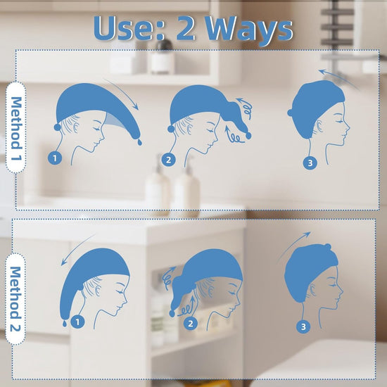 Towels - 4 pcs - Wet Hair Towel - Dry Hair Towel - Long Hair Headband - Women&