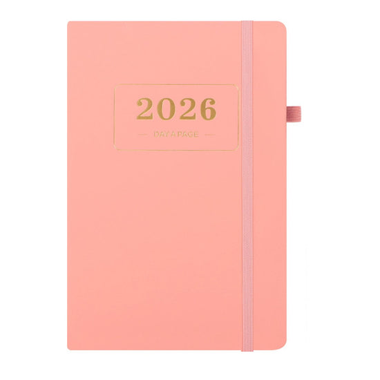 2026 Daily Planner – 2026 Adult Agenda – 1 Day on 1 Page – 365 Day Planner & Notebook – 14.0*20.8cm – Pink