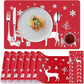 Placemats - Set of 12 - Christmas placemats - including coasters, Christmas placemats - heat-resistant and waterproof - suitable for Christmas parties and table decorations (Red)