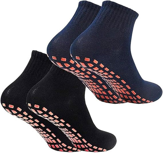 Yoga Socks - 2 Pairs of Non-Slip Socks - Barefoot - Yoga Socks - Non-Slip - Pilates - Home - Socks with Embossed Dots - Black - Navy Blue