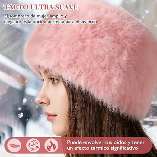 Hats - 2 pcs - Warm hats - Plush hats - Warm hats for women - White and pink - Stylish winter snow hats - Ideal gift for women and girls - Birthday gift - Christmas gift