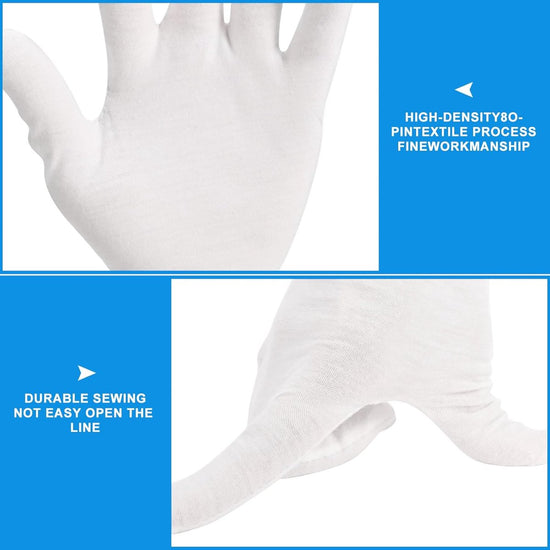 Gloves - 3 pairs - White cotton gloves - Suitable for dry hands - Can be worn while sleeping - High-quality cotton gloves - Unisex white gloves - Gloves with rounded corners
