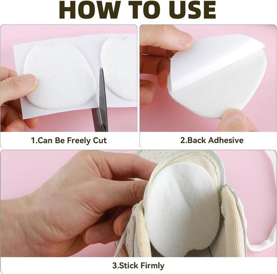 6 Double Felt Tongue Pads - Tongue Pads - Soft, Sticky Insoles - Adjustable, Unisex, Non-Slip Tongue Pads - Suitable for Loose Footwear (White)