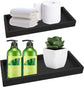 Tray - Set of 2 - Dressing table tray - Bathroom storage tray - Cosmetics storage tray - Bathroom storage box - Suitable for storing candles, soap, towels, perfume, etc. - Black - 20x10x1.8 cm