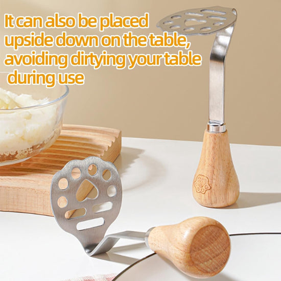 Potato Masher - Mini Avocado Masher - Small Food Masher - Made of high quality stainless steel - Flat handle that can be tilted on a table - 15 cm