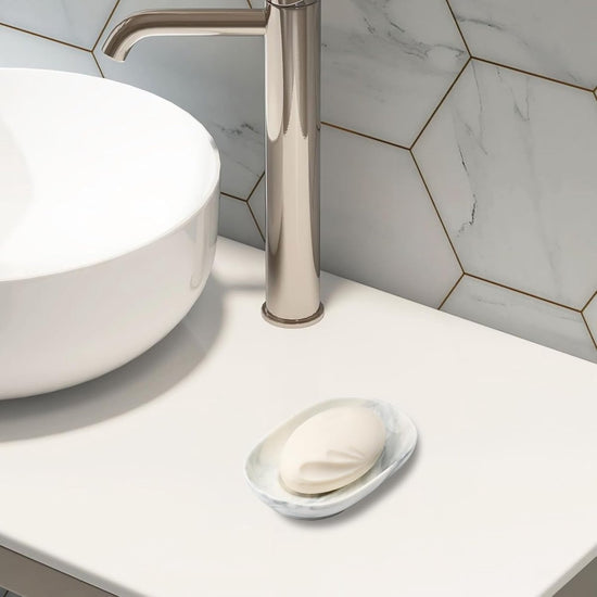 Soap Dish - Ceramic Soap Dish - Non-Slip Marble Soap Dish - Bathroom Soap Holder - Suitable for Bathroom, Shower, Kitchen and Travel.