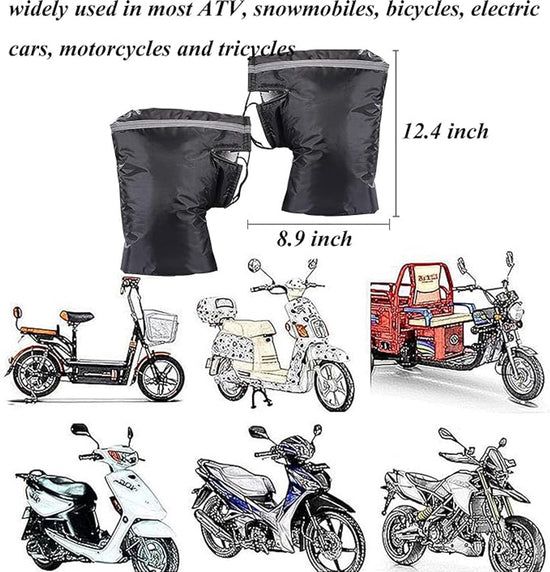 Hand Muffs - Extra Padded Cycling Gloves - Warm Gloves - Cycling Muffs - Scooter Gloves - Hand Warmers - Cycling Accessories - Winter - Windproof - Waterproof - Black