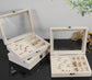 Jewelry Box - Jewelry Box with Glass Lid and Lock - 9 Compartment Jewelry Organizer - Suitable for storing earrings, bracelets and women&