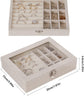 Jewelry Box - Jewelry Box with Glass Lid and Lock - 9 Compartment Jewelry Organizer - Suitable for storing earrings, bracelets and women&