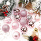 Christmas Baubles - Pack of 24 - Large Size, 6cm Diameter - Unbreakable Plastic - Christmas Tree Decoration - Various Christmas Bauble Decorations Suitable for Weddings, Mother&