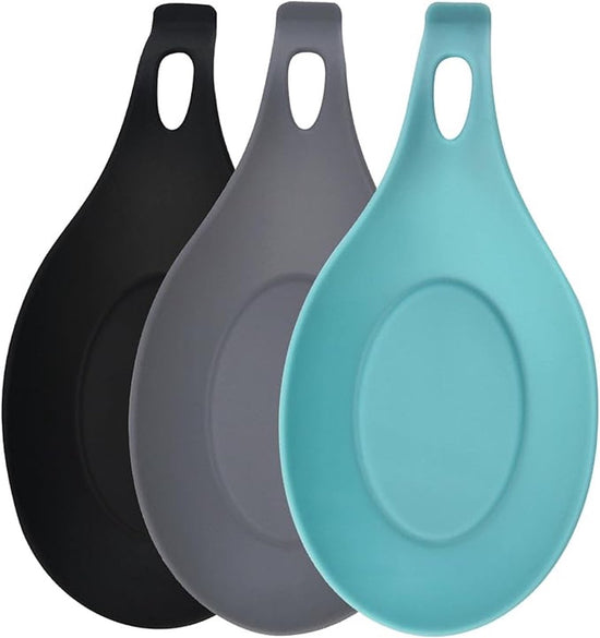 Kitchen Utensils - Set of 3 - Spoon Holder - Spoon Mat - Kitchen Storage Rack - Kitchen Accessories - Made of Silicone - Suitable for wooden, silicone and metal teaspoons, etc.