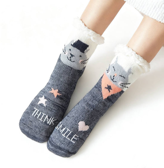 House Socks (1 pair) - Floor Socks - Slipper Socks - Women&