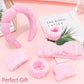 Winter Headband for Women - Set of 4 - Pink Makeup Headband and Wristband Set - Suitable for Facial Cleansing and Skin Care - Christmas Gift - Birthday Gift, Gift for Girls