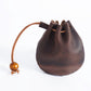 Drawstring Wallet - Leather Drawstring Wallet - Small Organizer for Headphones, Jewelry, and Candy - Coconut Brown