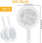 2-Piece Food Strainer - Mesh Sieve - Sieve Filter - Reusable Strainer - for Oil, Coffee, Tea, Juice, Wine (200 Mesh) - White