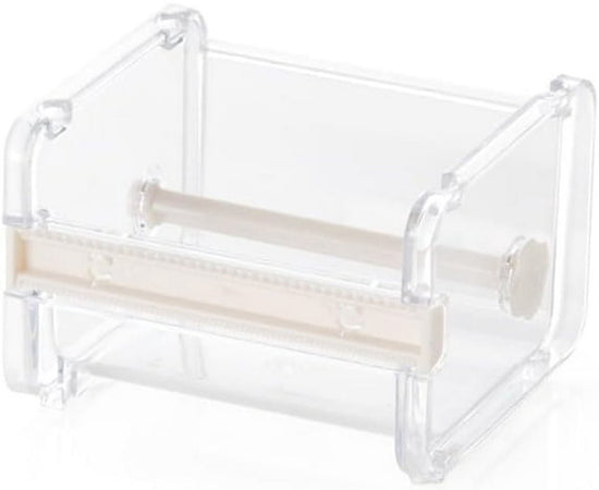 Transparent, visible packaging tape dispenser - holder for cutting tape - organizer, holder for desk and office tape - holder for self-adhesive roll tape dispenser - storage tape, cutting tape - adhesives and fasteners