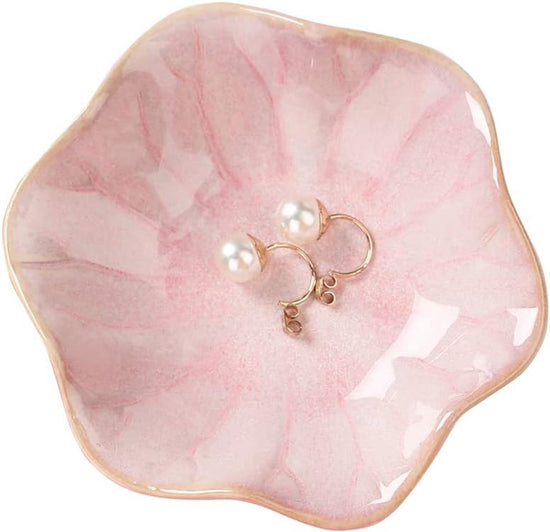Ceramic Jewelry Bowl - Room Decor, Key Holder, Ring Holder, Jewelry Tray, Jewelry Tray, Drip Tray, Bedside Table Decoration (Pink)