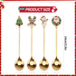 Teaspoons - 4 spoons - Christmas tableware - Silver dessert spoons - Decorated with Christmas trees, reindeer, snowmen and Santa Claus - Suitable for desserts, tea and soup
