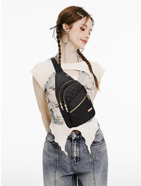 Unisex Shoulder Bag - 5 Storage Pockets & Cable Grommet - Women&