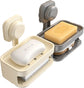 Soapbox - suction cup household high-end drain soap rack - soapbox - bathroom - toilet - wall-mounted - double-layer anti-collision soapbox