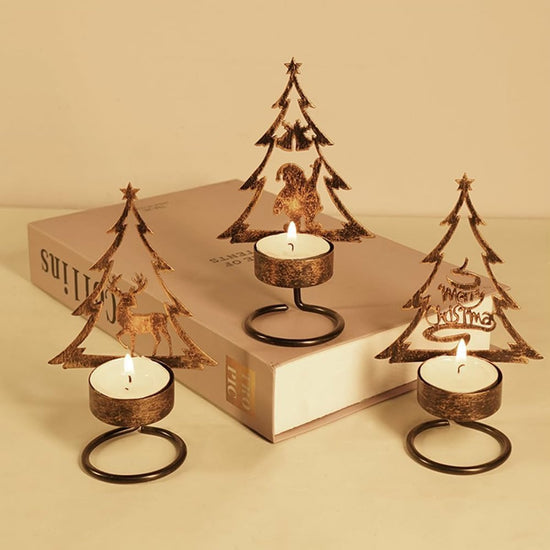 Candle Holder - Metal Candle Holder - Set of 3 - Candle Holder - Suitable for Christmas, Valentine&