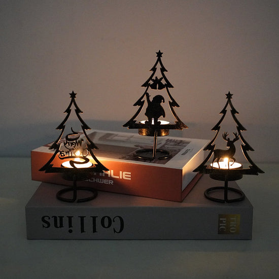 Candle Holder - Metal Candle Holder - Set of 3 - Candle Holder - Suitable for Christmas, Valentine&