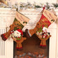 Gift Bags - 23 Inch Christmas Stockings - Santa and Reindeer Pattern - Extra Soft Plush Cuff - Classic Christmas Stocking Decoration - Perfect for Family Holiday Decor（A）