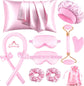Hair Rollers - 12-Piece - Heatless Curling Iron - Heatless Curls - Curls without Heat - Includes Hair Clip and Satin Sleep Cap (Pink)