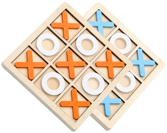 2 Sets Mini XO Chess Board Game Family Kids Puzzle Game Educational Toys - Wooden Board Game Table Toys - for Children Kids Day Birthday Party