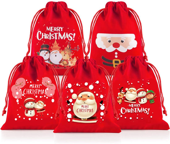 5-pack Christmas gift bags - velvet material - candy bags for children - Christmas apple bags - reusable Christmas gift bags - party bags - 15*10cm