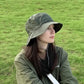 Hat - Sun Hat - Outdoor Jungle Hat - Foldable Bucket Hat - Rain Hat - Unisex - With Removable Chin Strap - 2-Piece (Black + Green)