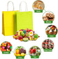 50 small paper bags with handles - colorful kraft paper gift bags - 15x8x21cm - kraft paper shopping bags - for parties, birthdays, Christmas, weddings, shopping