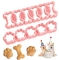 Set of Two Mini Cookie Cutters - 2.5cm Dog Bone Cookie Cutter, Dog Paw Cookie Cutter, Homemade Dog Biscuits, Snacks, Cakes & Cookies (Morandi Pink)