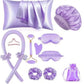 Hair Rollers - 12-Piece - Heatless Curling Iron - Heatless Curls - Curls without Heat - Includes Hair Clip and Satin Sleep Cap (Purple)