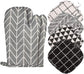 Set of 6 - Oven Mitts and Heat Resistant Mat - Microwave Gloves and Heat Resistant Oven Mat - Cooking Specific