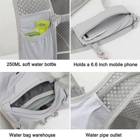 Sports Vest - Cycling - Running - Hiking - Breathable Cycling Cross-Country Marathon Hydration Bag Backpack - Gray