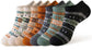 Socks - Fall/Winter Vintage Ethnic Striped Mid-Calf Socks - Breathable - Comfortable - Maillard - Crew Socks (7 Pairs)