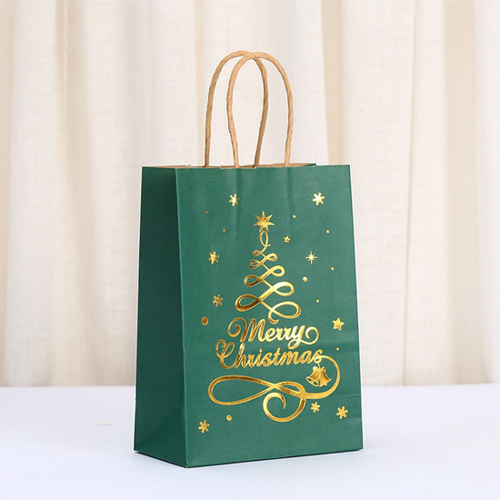 Gift Bags - 12 pieces - Kraft paper gift bags - Bags - Tote bags - Christmas paper bags with print - Party wrapping bags