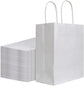 Pack of 20 - Size 21*11*27cm, Medium White Kraft Paper Bags with Handles - Gift Bags, Craft Bags, Shopping Bags, Shopping Bags, Birthday Gift Bags, Wedding Bags, Business Bags