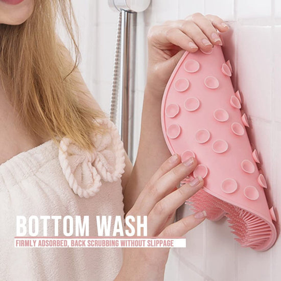 Shower Mat - Non-Slip Bath Mat - Foot Cleansing Pad, Back Scrub Pad, Exfoliating Bath Scrub Pad, Non-Slip Wall Suction Cup - Suitable for Men and Women (Gray)