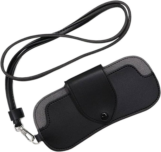 Portable Sunglasses Case - Glasses Case with Neck Strap - Dimensions: 16.5 x 7.4 x 0.9 cm - Compact and Durable Design - Perfect for Hiking, Camping and Traveling - Black