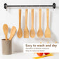 cookware set - 6-piece bamboo spatula and spoon set - Suitable for cooking - Wooden cookware