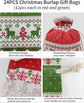 Christmas linen gift bags - 24 pieces - 13x18cm - Christmas decoration for indoors - Reusable - Christmas candy bags with drawstring - Suitable for gift bags for children&
