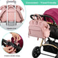 Convertible Diaper Bag - Wide Opening - 14 Pockets - Stylish - Baby Changing Bag - with Stroller Buckle - Diaper Bag - Waterproof (Pink)