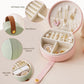 Small portable leather jewelry box - travel box - for necklaces, rings and earrings - green