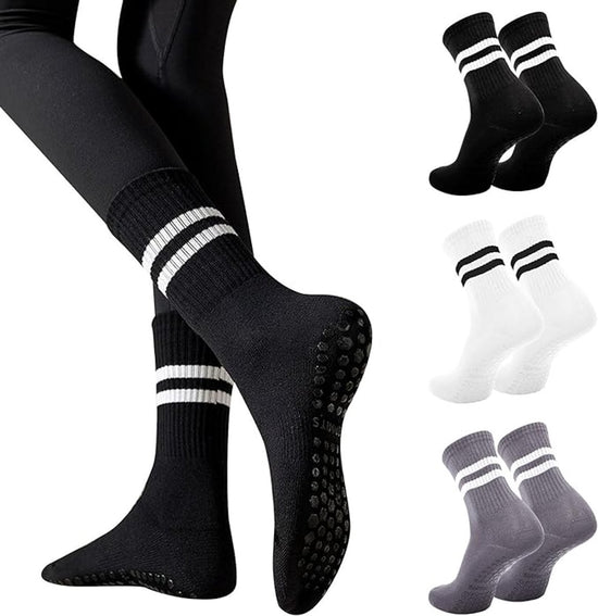 Non-slip Socks for Women (3 Pairs) - Floor Socks - Home Socks - Slipper Socks - Non-slip Socks - Yoga Socks - Suitable for Pilates, Ballet, Dance, Trampoline