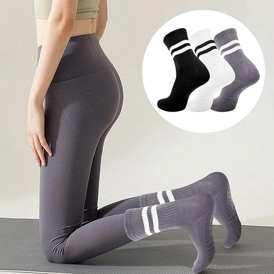 Non-slip Socks for Women (3 Pairs) - Floor Socks - Home Socks - Slipper Socks - Non-slip Socks - Yoga Socks - Suitable for Pilates, Ballet, Dance, Trampoline