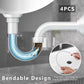 4-piece sink cleaning brush set - Drain brush - 45 cm - Flexible sink cleaning brush - Drain tool - Drain spring - Suitable for kitchen and bathroom drains and overflow pipes
