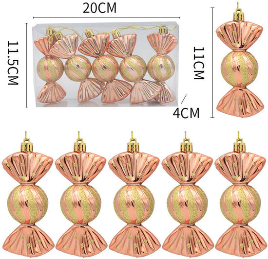 Christmas Decorations - Christmas Decorations - Painted Candy Tree Decorations - Rose Gold (5 per box)